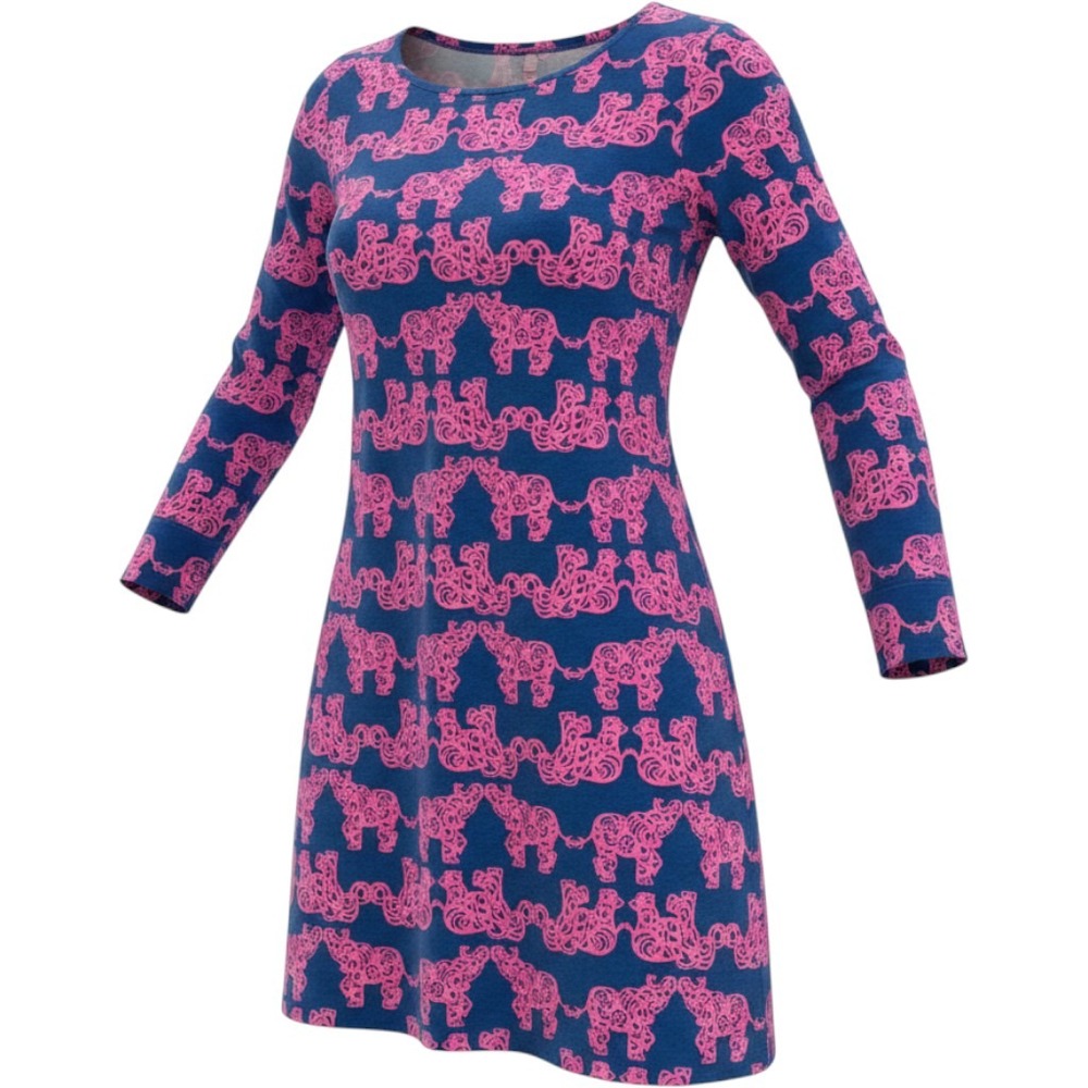 Lilly Pulitzer Dress Womens XS Navy Pink Elephant Print Pima Cotton Shift Preppy